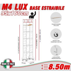 Trabattello M4 LUX base estraibile Altezza lavoro 8,50 metri