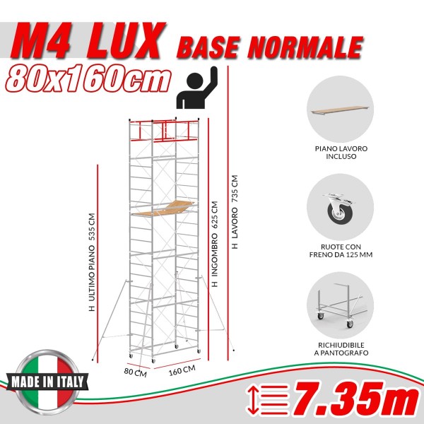 Trabattello M4 LUX base normale Altezza lavoro 7,35 metri